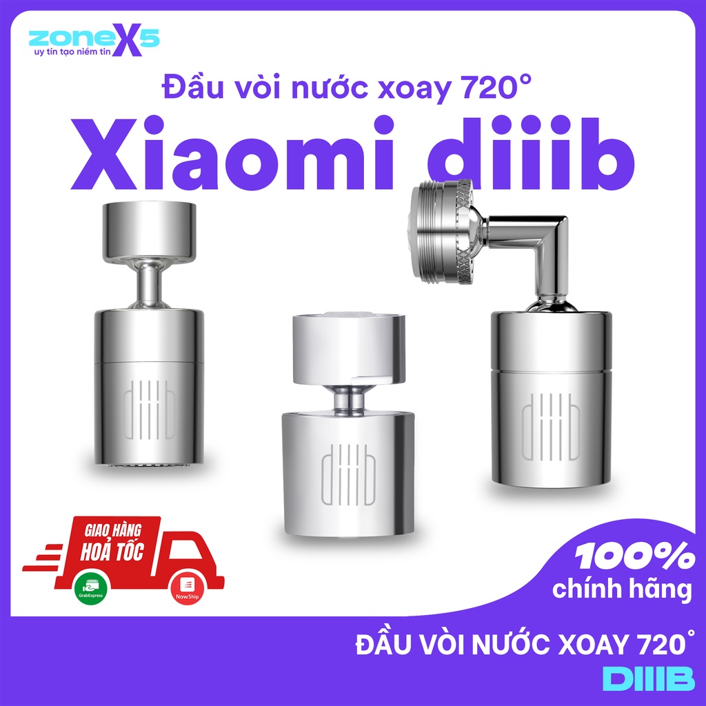 Đầu vòi nước tăng áp Xiaomi DiiiB - Xoay 720 độ, 2 chế độ phun, đồng nguyên chất mạ 22 lớp