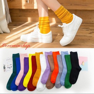 Tất vớ thể thao nam nữ ,tất nhún,tất trơn cổ cao phong cách Vintage Hàn Quốc LOVEMIN - M30
