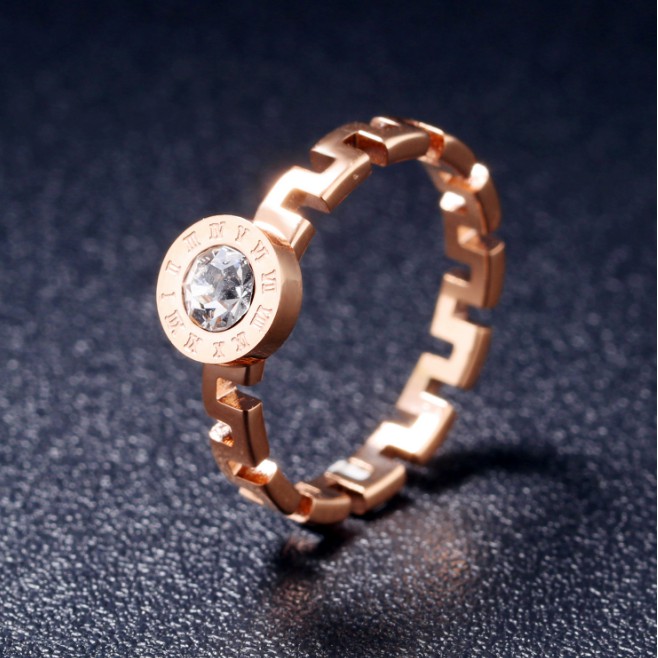 Nhẫn Mặt Tròn Số La Mã Ti Tan Không Đen TT 0583