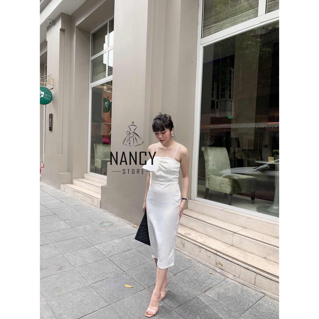 Váy đầm nữ body cao cấp sang trọng hai dây xếp nơ ngực tôn dáng dự tiệc sang chảnh Nancy A11 | BigBuy360 - bigbuy360.vn