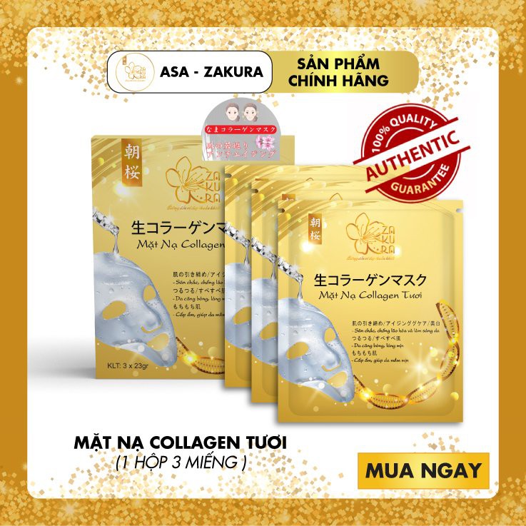 Mặt nạ collagen tươi Asa Zakura - Dưỡng trắng căng bóng làn da