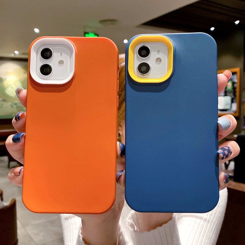 Ốp Điện Thoại Silicon Chống Sốc Nhiều Màu Thời Trang 3 Trong 1 Cho iPhone 14 / 13 / 12 / 11 / X / 8 / 7P