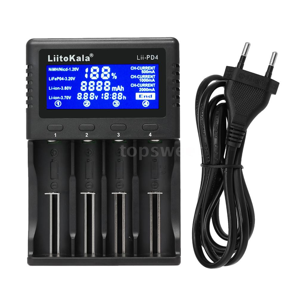 Bộ Sạc Pin Thông Minh Liitokala Lii-pd4 W / 4 Màn Hình Lcd Cho Ni-mh Ni-cd Li-ion