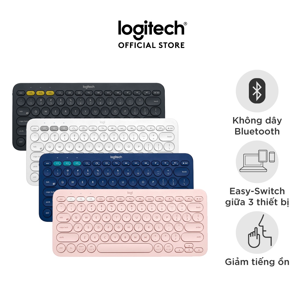 Bàn phím không dây Bluetooth Logitech K380 - giảm ồn, gọn nhẹ, đa thiết bị, Mac/ PC