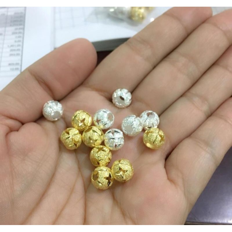 Chỉ đỏ may mắn mix bi bạc phủ vàng 18k