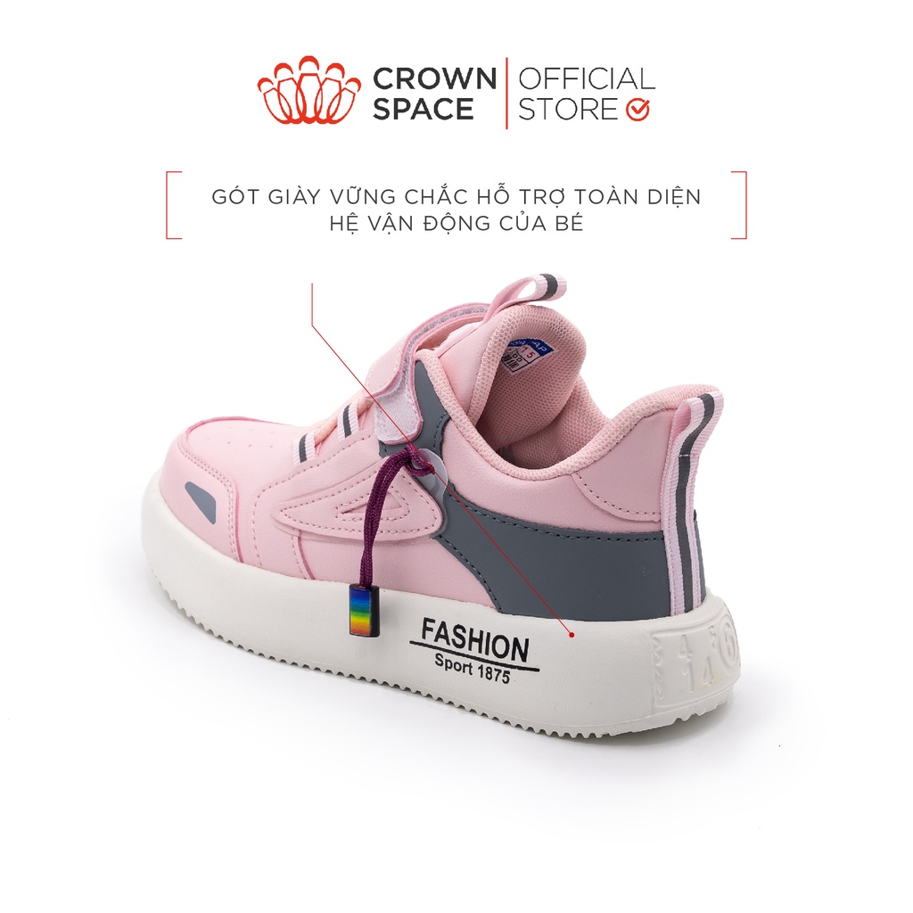 Giày Thể Thao Sneaker Bé Gái Đi Học Đi Chơi Crown Space Cao Cấp CRUK8032 Nhẹ Êm, Chống Hôi Chân Size 28 đến 30