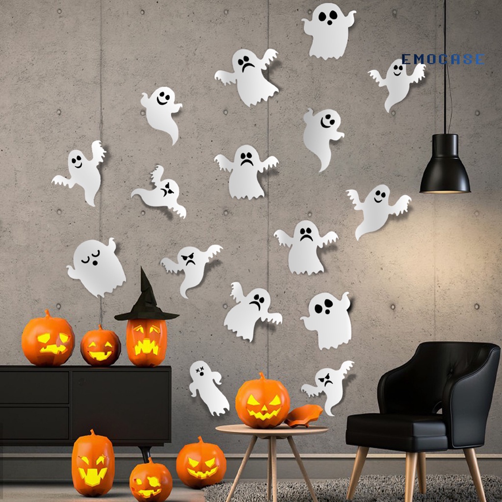 Bộ 21 Miếng Dán Tường Trang Trí Tự Dính Hình Ma Quỷ Halloween Có Thể Tháo Gỡ
