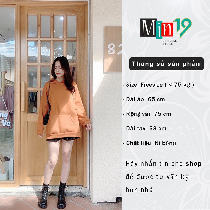 Áo hoodie nữ cute nỉ bông form rộng dày có mũ kiểu unisex oversize dấu quần màu đỏ đen trắng nâu thời trang Hàn Quốc | BigBuy360 - bigbuy360.vn
