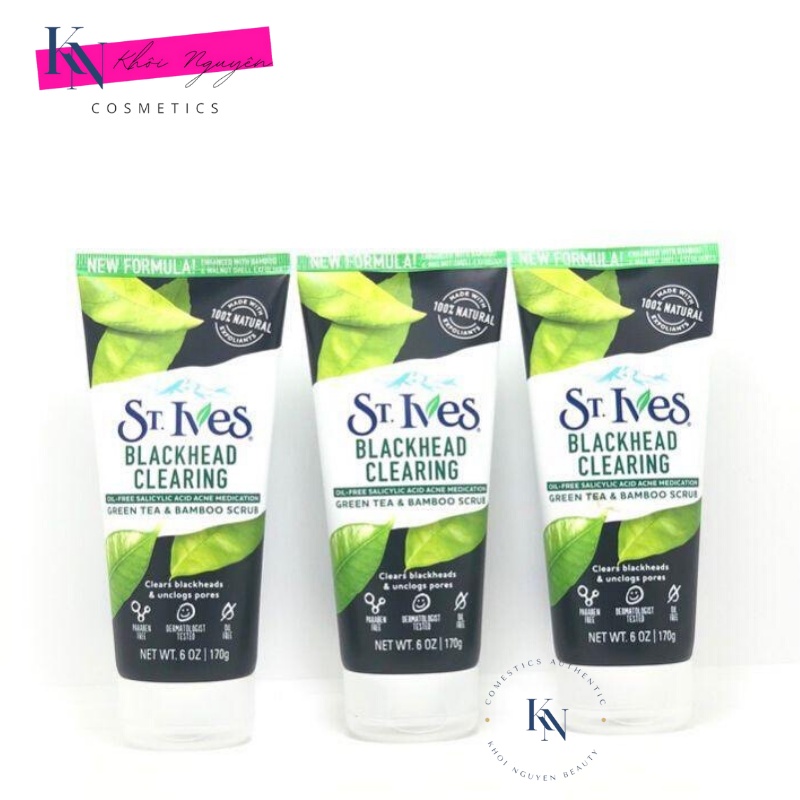 Sữa Rửa Mặt Tẩy Tế Bào Chết Chiết Xuất Trà Xanh ST.IVES BLACKHEAD CLEARING GREEN TEA SCRUB Tuýp 170g