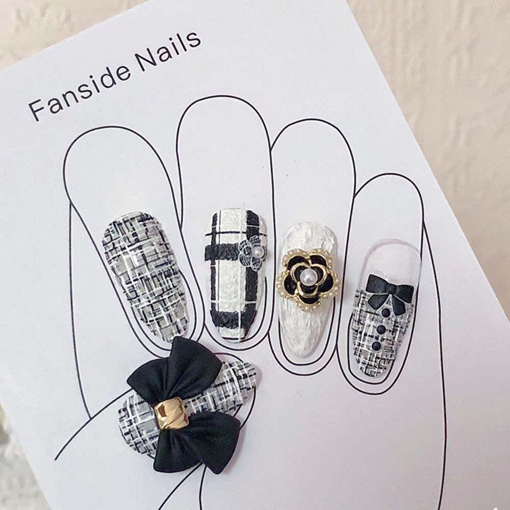 Miếng Dán Trang Trí Móng Tay Hình Nơ Bằng Vải Thời Trang
