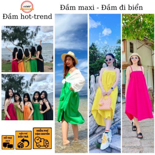 Váy Maxi 2 Dây Chun Ngực Bèo Nơ Sau Siêu Xinh Có Ảnh Thật Kèm Video 123SHOP