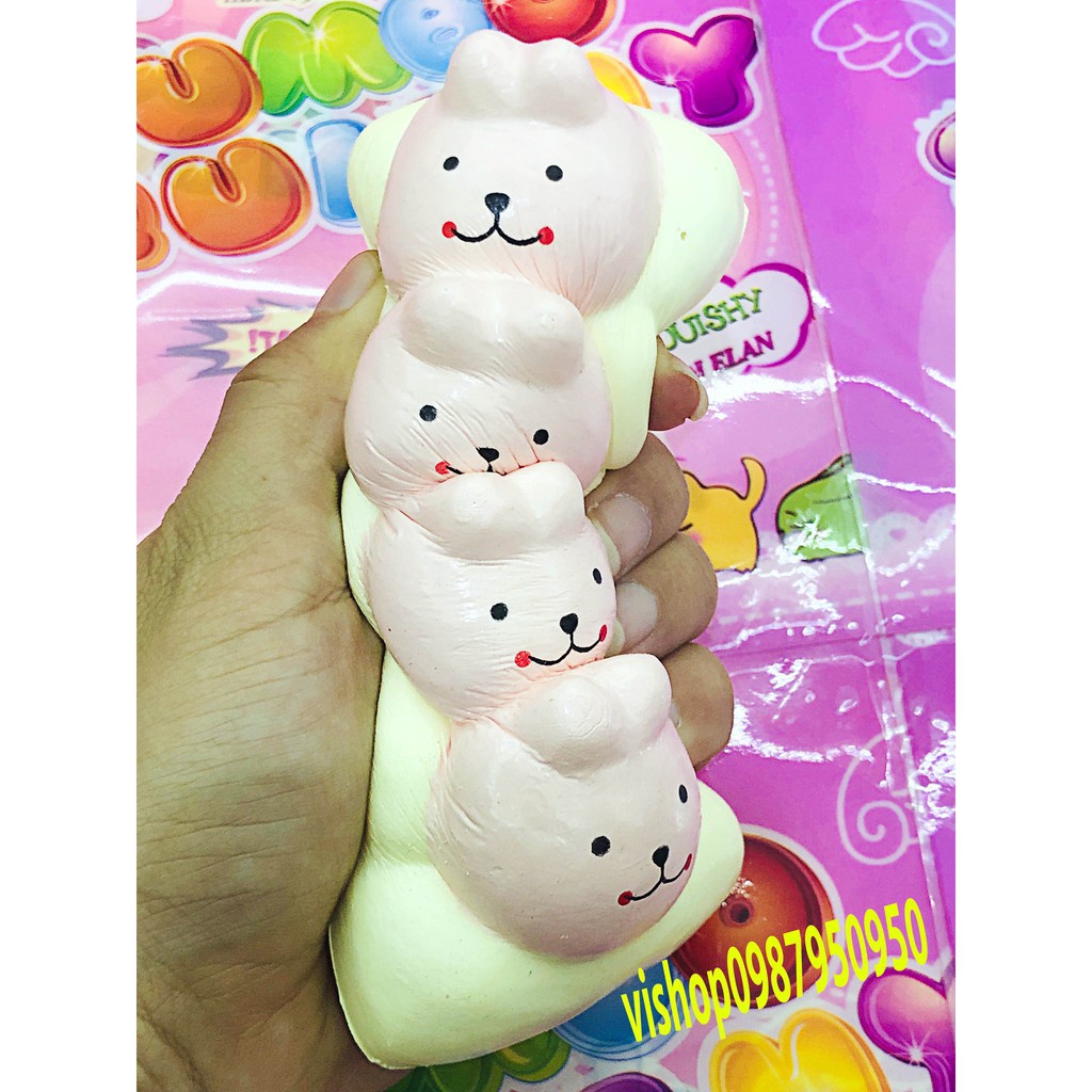 SQUISHY BÁNH THỎ HỒNG 4 TẦNG