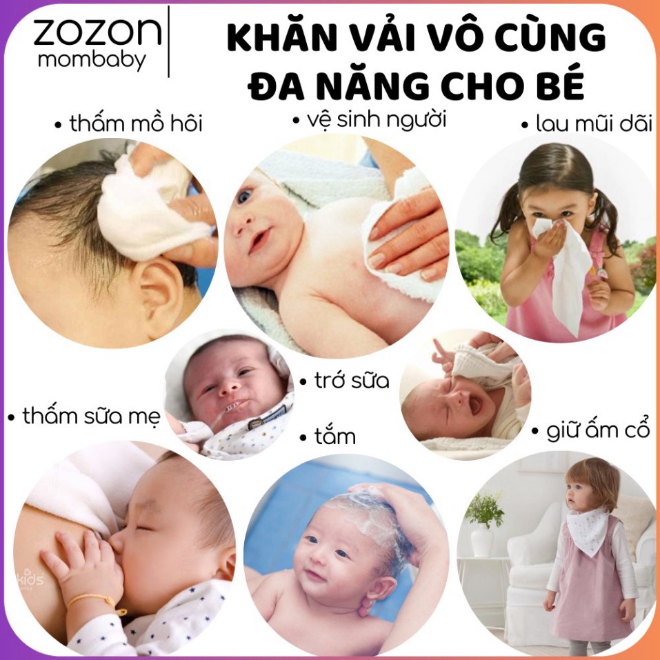 Khăn sữa xô cho bé, khăn mặt vải xô 2-3-4 lớp cho trẻ sơ sinh, lau sữa trớ mũi dãi, lau mặt và vệ sinh thân thể bé "