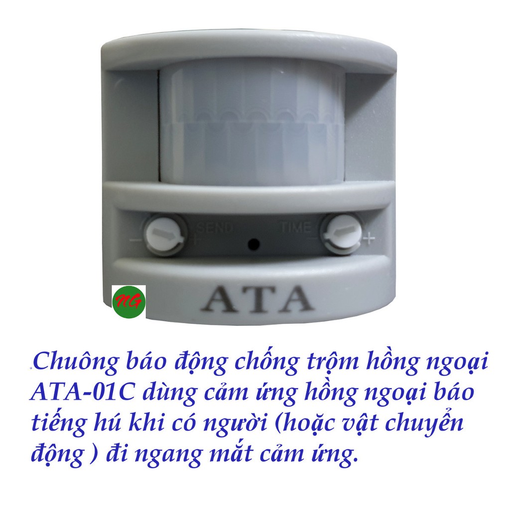 Chuông báo động chống trộm cảm ứng chuyển động bắng hồng ngoại ATA AT-01C kèm vít nhỏ