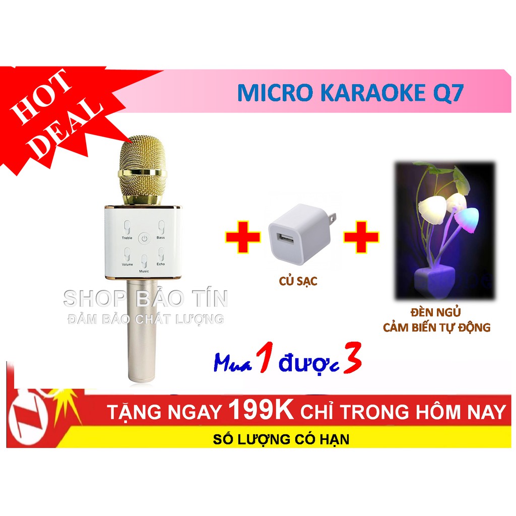 Micro hát karaoke kết hợp nghe nhạc  kết nối dễ dàng tặng kèm đèn ngủ cảm biến hình cây lấm + 1cốc sạc nhanh