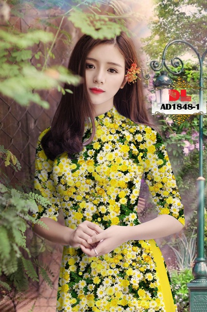 Vải áo dài hoa cúc
