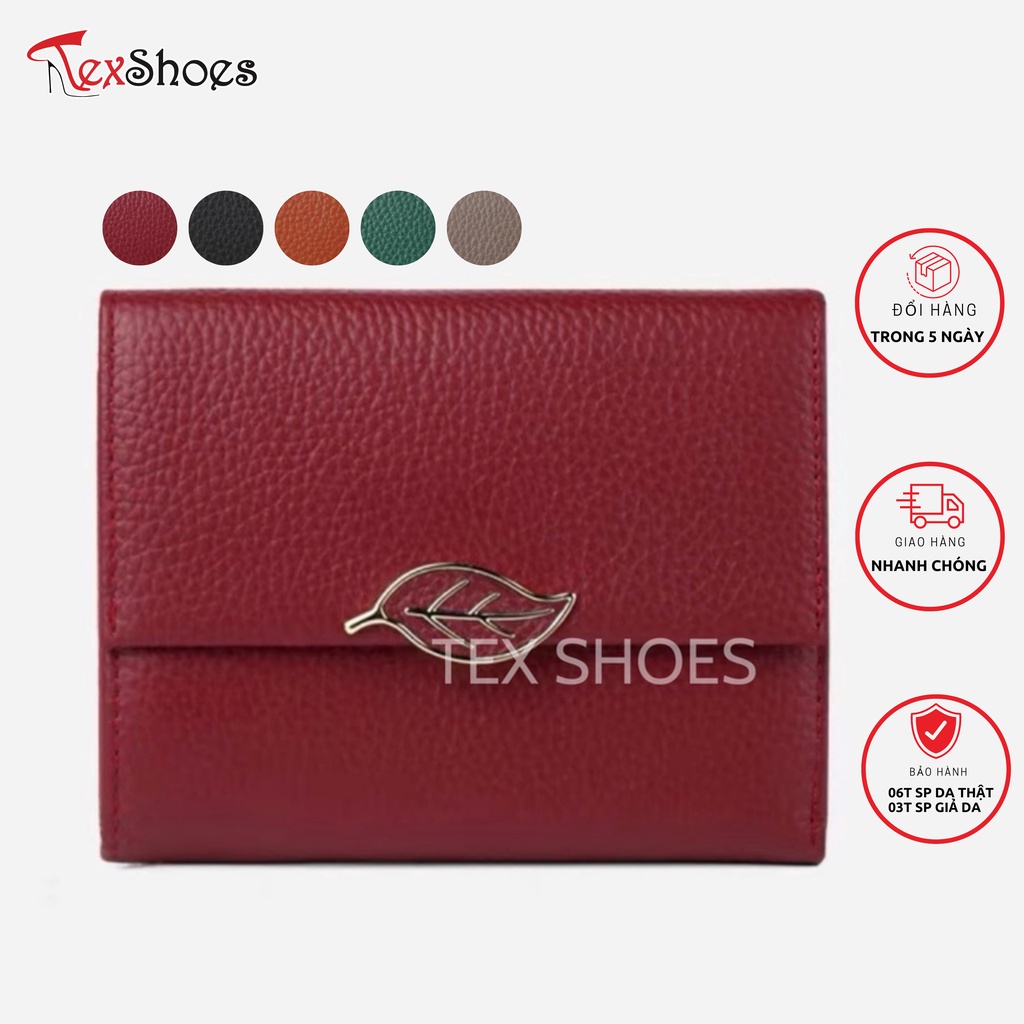 Ví nữ da bò thời trang cao cấp, leather wallet sang trọng VNXK TEX SHOES