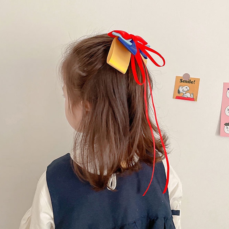 Kẹp Tóc Nơ Ruy Băng Màu Sắc Dễ Thương Cho Bé Gái AKKU