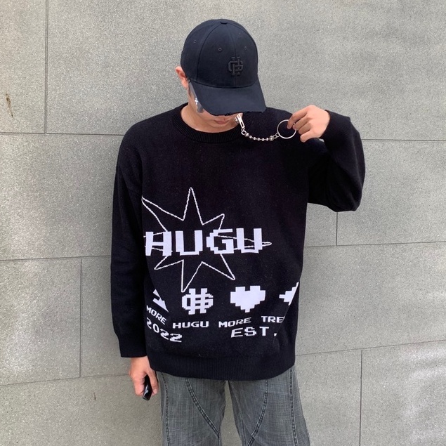 Áo sweater len tay dài HUGU - On The Star - vải len dày dặn, form rộng unisex