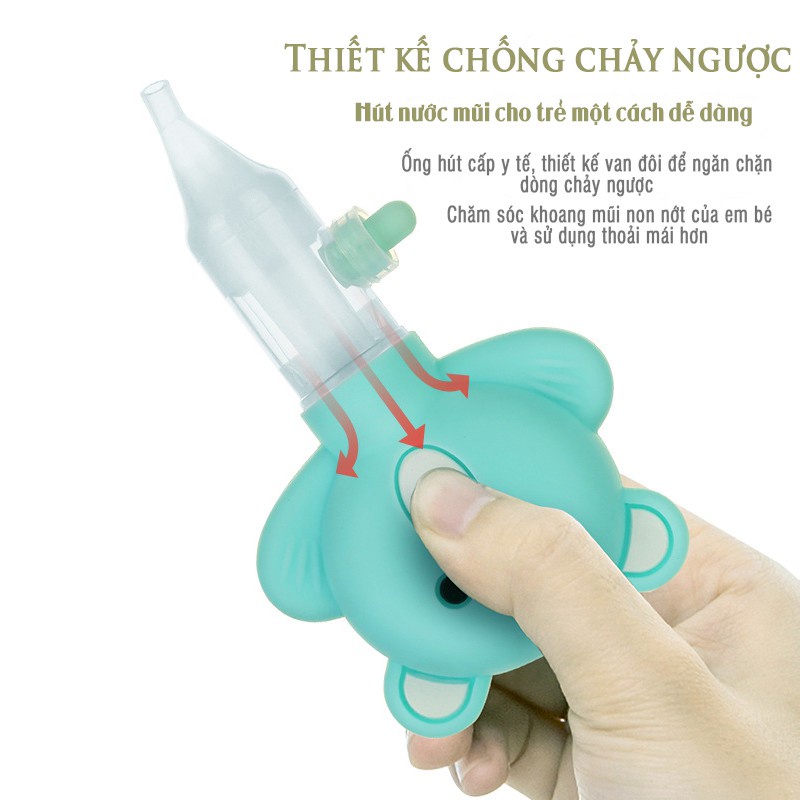 Bộ dụng cụ hút mũi silicon hình gấu kèm nhíp gắp gỉ mũi cho bé