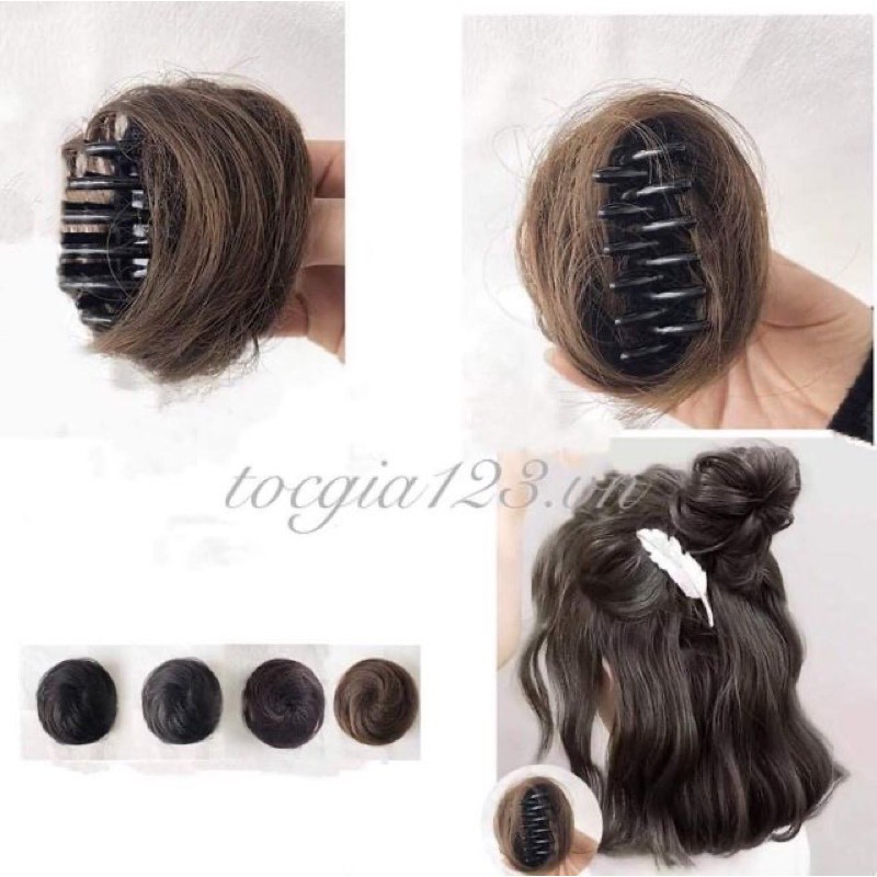 BÚI TÓC GIẢ CỦ TỎI  MINI DẠNG KẸP MẪU MỚI KẸP TO TÓC XOĂN XÙ NHẸ VÔ CÙNG TỰ NHIÊN