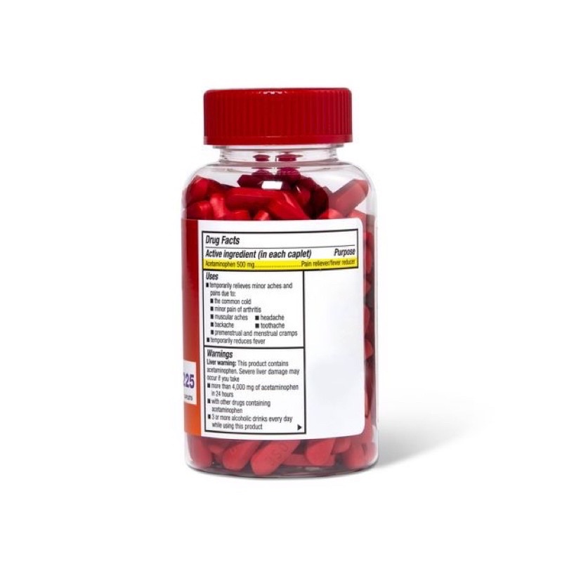 Viên Acetaminophen Caplets Up & Up 500mg 225 viên Mỹ