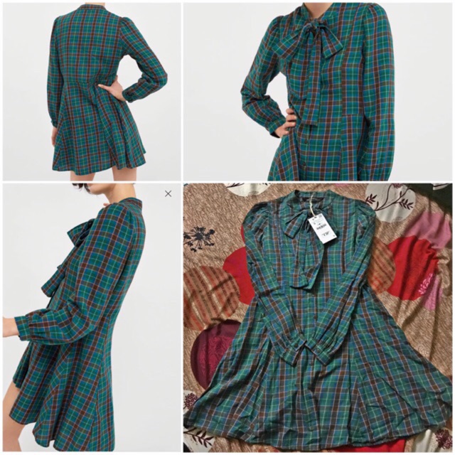 Váy zara kẻ xanh size S