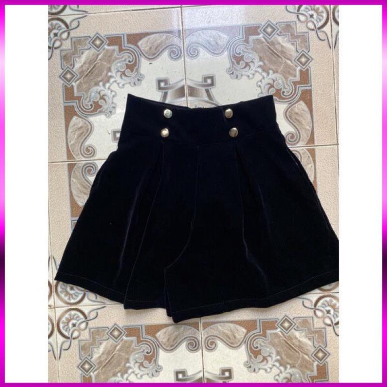 [Xả Kho 3 Ngày] QUẦN ĐÙI NỮ CẠP CAO ỐNG RỘNG DÁNG VÁY,QUẦN SHORT NHUNG PHỒNG 4 KHUY SANG CHANH