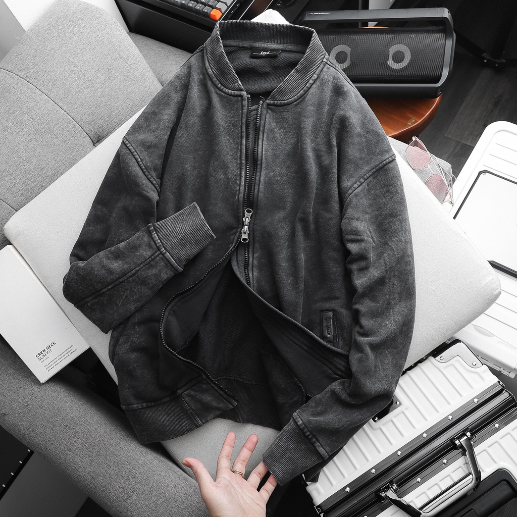 Áo Khoác Nam , INF Basic Washed Editon , Chất Vải Nỉ Chân Cua Cao Cấp , Form Regular AK003496, SOMEHOW