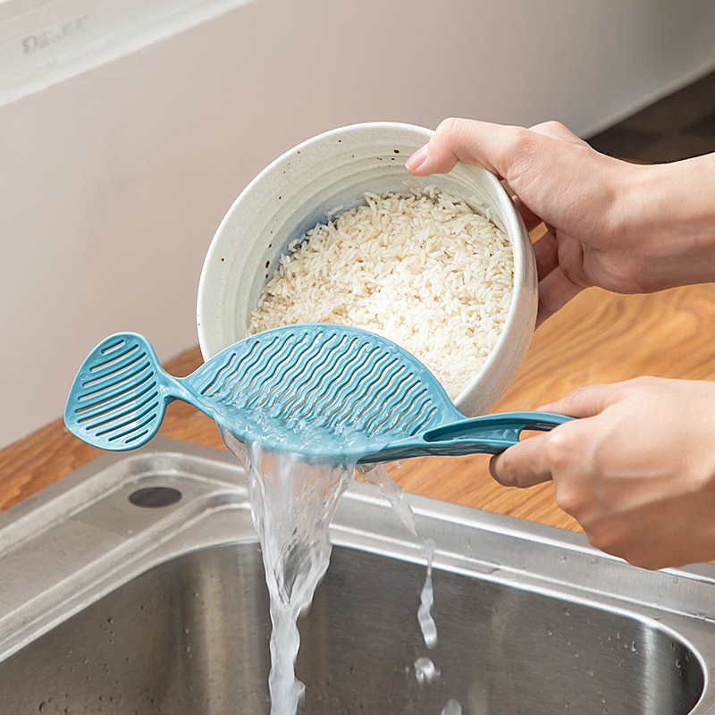 Rây lọc HOUSEEKER dùng vo gạo/rửa rau/trái cây có rãnh thoát nước đa năng tiện lợi cho nhà bếp