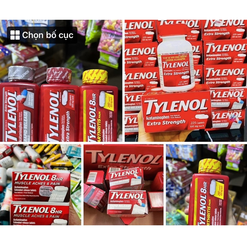 TYLÊNOL 24V 100V 225V 325 Viên 500MG - TYNÊNOL 650MG 290 Viên - SIRO 2-11T