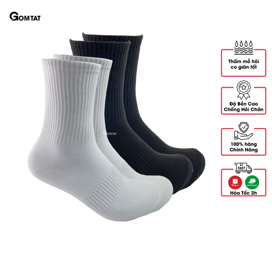 Tất Cổ Cao Nam Nữ GOM TẤT Thiết Kế Thoáng Khí, Vớ Cao Cổ Chất Liệu Cotton Êm Mềm Đi Mát - GOM-KLB-TRONCAO
