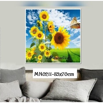 (THÊU KÍN) Tranh thêu chữ thập Hoa hướng dương MN0211-85x70cm