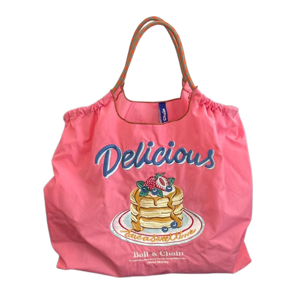 Túi Xách Vải Oxford Cỡ Lớn Thêu Họa Tiết Có Dây Đeo Vai Thời Trang