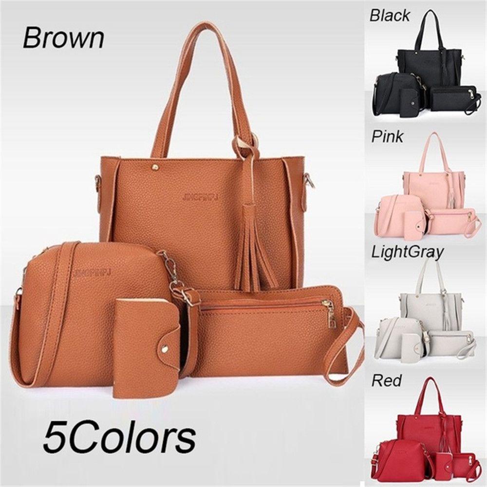 Bộ 4 Túi Đeo Vai Và Túi Xách Bằng Da Thời Trang Dành Cho Nữ