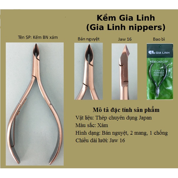 [Combo 10C+TẶNG 1 lấy khóe cán gỗ] Kềm bán nguyệt cắt da Gia Linh Nippers