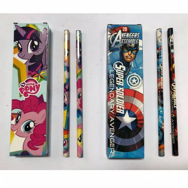 Bộ 12 Cây Bút Chì 2b Hình Ngựa Con Trong Phim Avengers & Little Pony