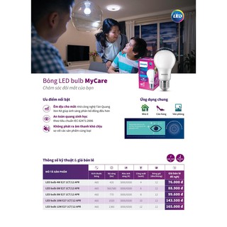 BÓNG ĐÈN LED BULB PHILIPS MYCARE 6W E27 A60 ( TIẾT KIỆM ĐIỆN NĂNG - 2 MÀU ÁNH SÁNG LỰA CHỌN TRẮNG & VÀNG )