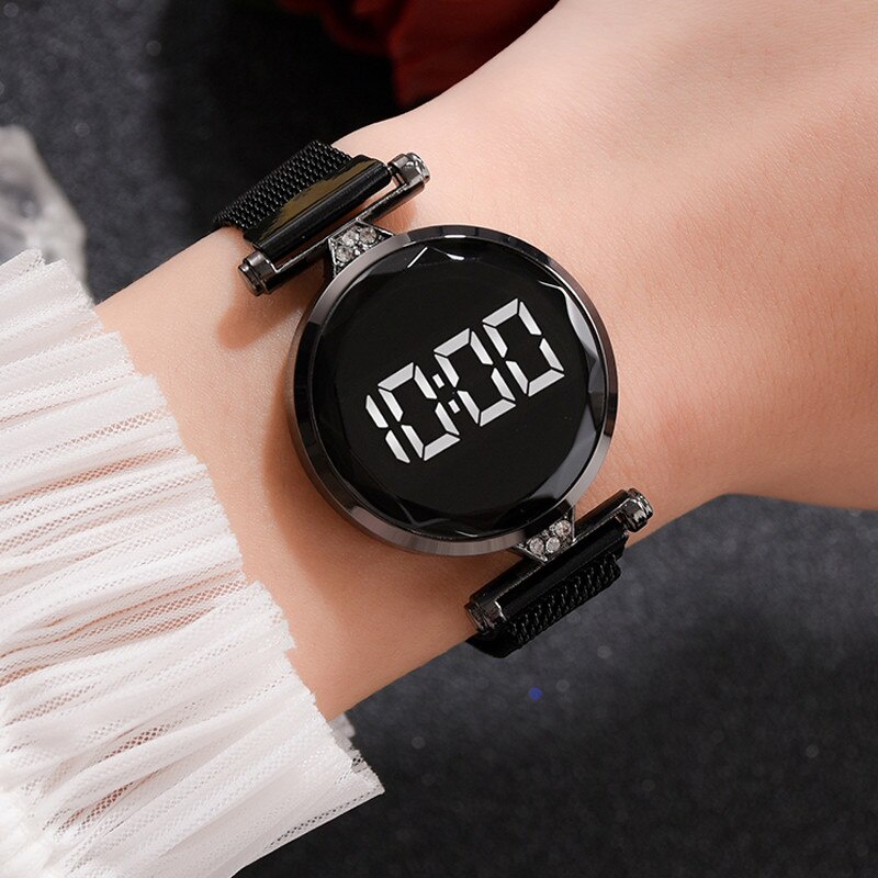 Đồng Hồ Nữ Chính Hãng Kasigi TD4 Dây Thép Nam Châm Cao Cấp Đẹp Giá Rẻ Hiển Thị Đèn Led Giờ Điện Tử