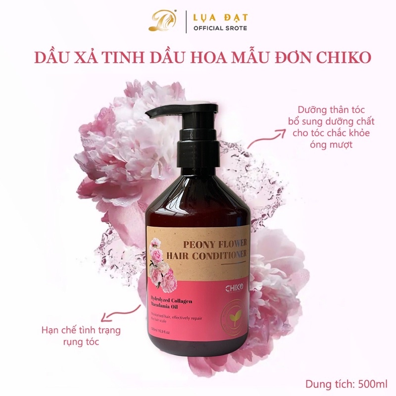 Dầu xả collagen tinh dầu hoa mẫu đơn Chiko siêu mềm mượt k bết dính