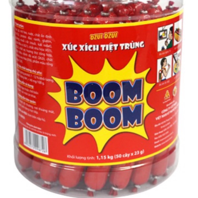 Xúc xích ăn liền boom boom lọ 50 cây x 23 g