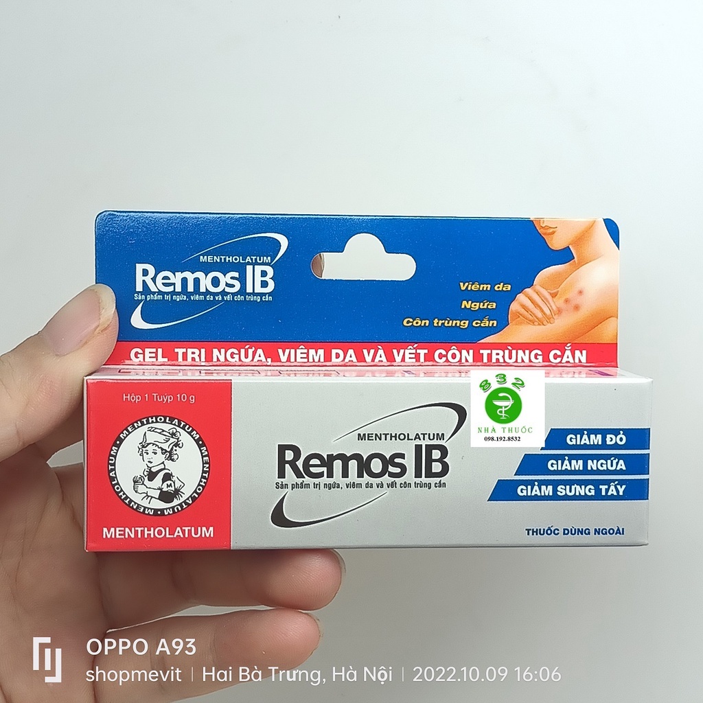 REMOS IB KEM BÔI GIẢM NGỨA SƯNG VẾT MUỖI VÀ CÔN TRÙNG ĐỐT TUÝP 10G