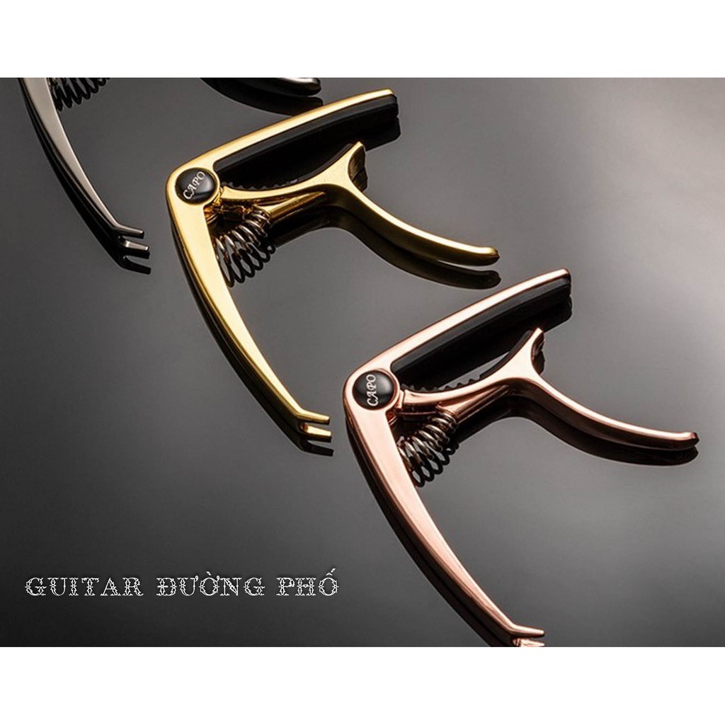 Capo Kẹp Đàn Guitar Cao Cấp (Thép Không Rỉ) - Điều Chỉnh Tone - Đen (Tặng Pick)