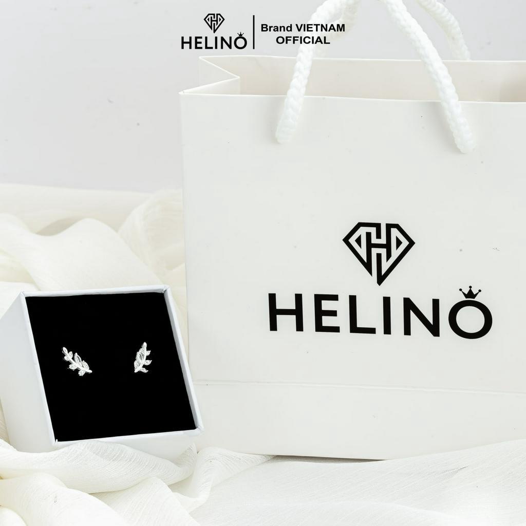 Khuyên tai bạc nữ HELINO hoa lá đính đá T16