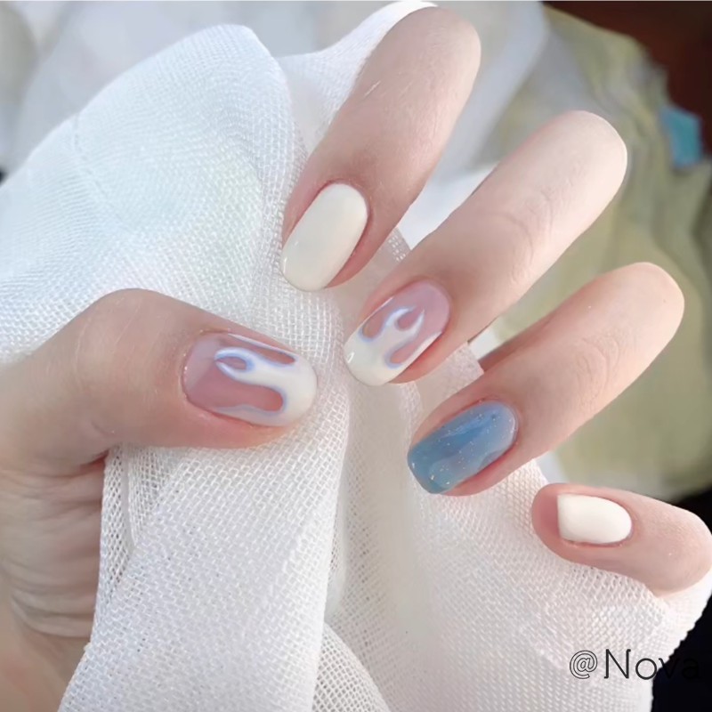 ❤Móng Tay Giả Họa Tiết Ngọn Lửa Độc Đáo Thời Trang