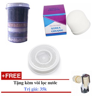 Linh kiện bình lọc nước 3 món - tặng kèm vòi lọc nước (Gồm Trụ Lọc (Lõi Than 5 tầng) + Sứ Lọc (Nấm Sứ) + Đá Khoáng)