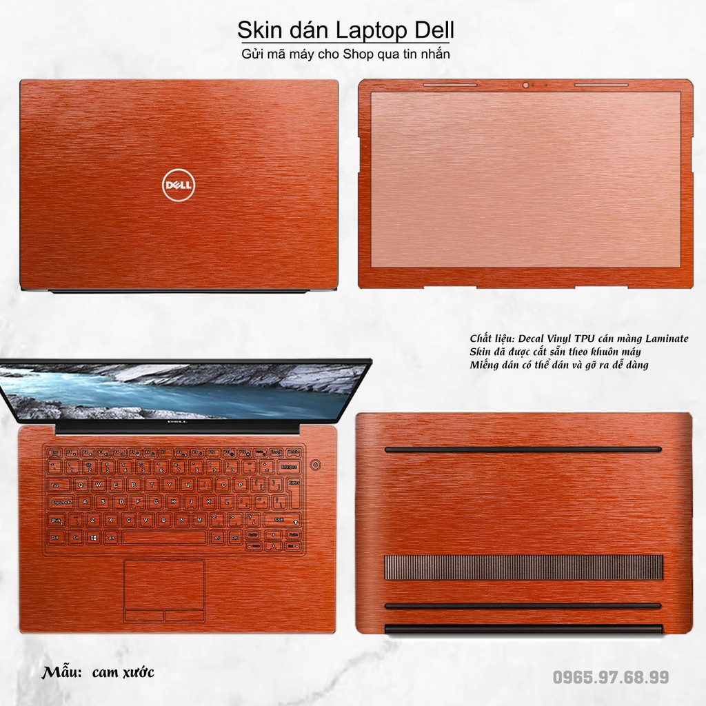 Skin dán Laptop Dell màu Chrome cam xước (inbox mã máy cho Shop)
