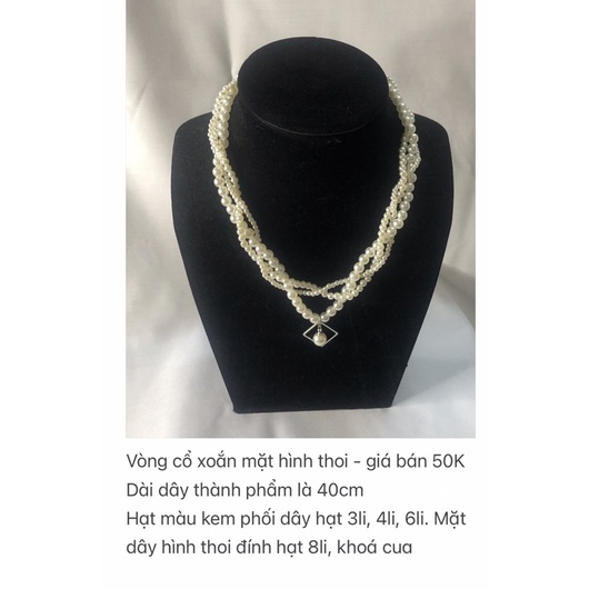 Vòng cổ xoắn mặt hình thoi - 40cm