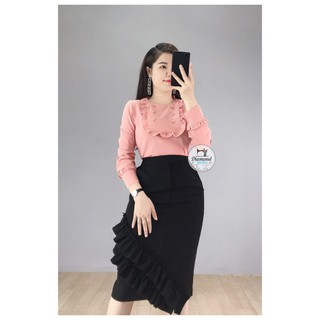 [Diamond Boutique] Chân Váy Bút Chì Công Sở Bèo Chéo