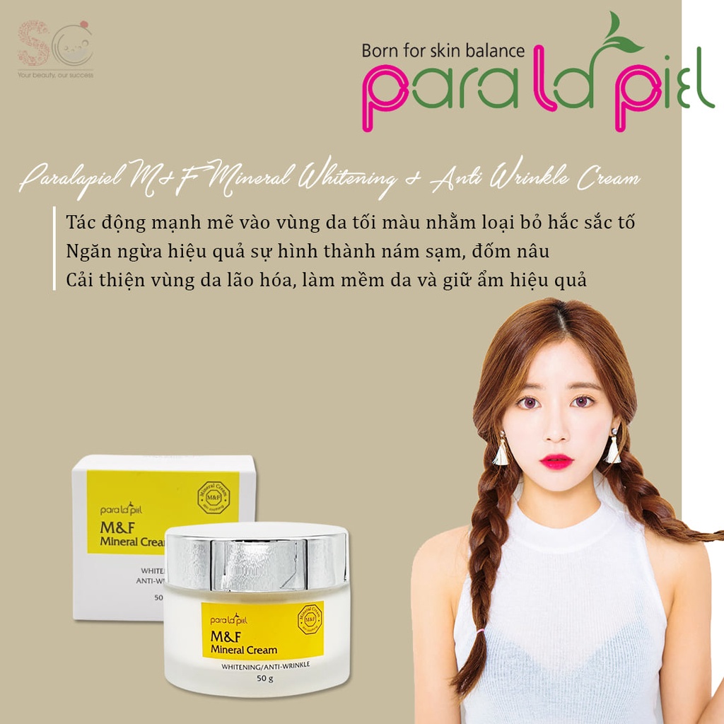 Kem dưỡng trắng da, phục hồi, mờ nám và ngăn ngừa lão hoá - Paralapiel M&F Mineral Cream 50g